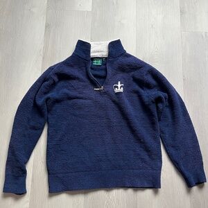 KASHWERE QUARTER ZIP BLUE FLEECE PULLOVER LONG SLEEVE MEDIUM